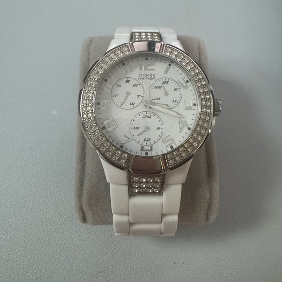 Guess Silver and White Crystal-Embellished Watch - Picture 1 of 2
